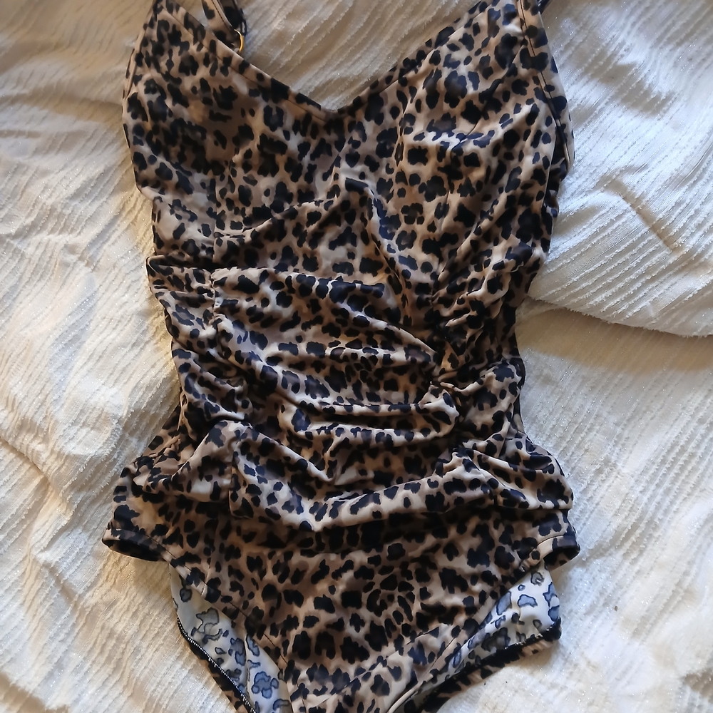 Leopard Print Ruched Swimsuit